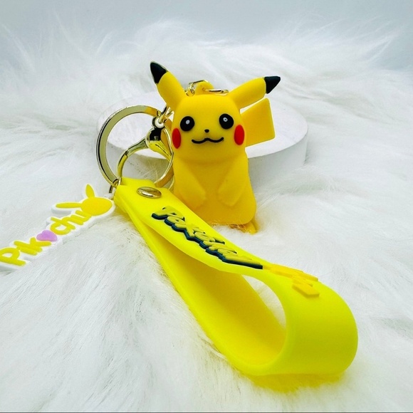 Pikachu and Snorlax Keychain Duo - Yellow and Blue - Picture 3 of 5